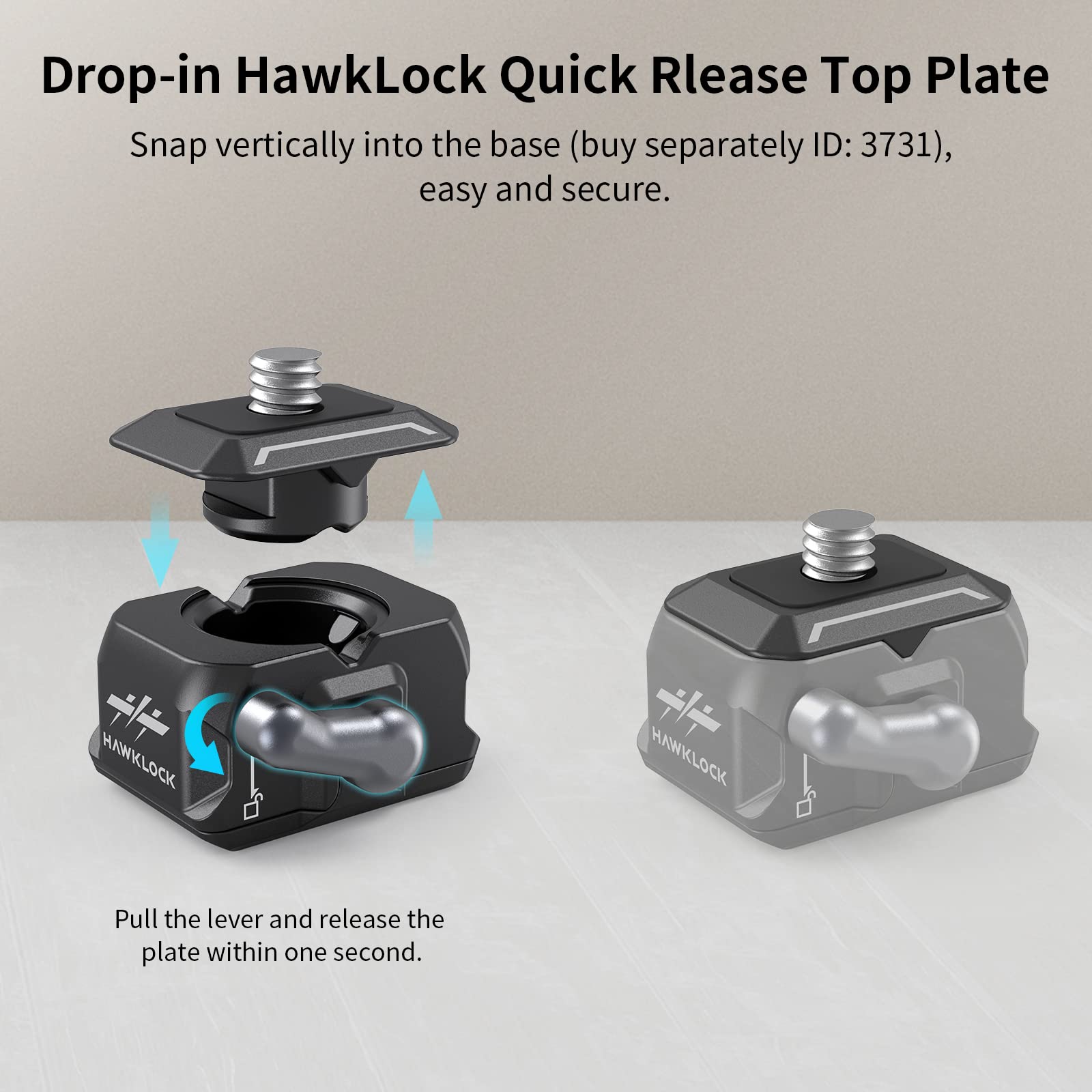 SmallRig -in HawkLock mini Quick Release 1/4”-20 Ball Head Fit Magic Arm Quickly Lock Compatible Monitors LED lights 3600