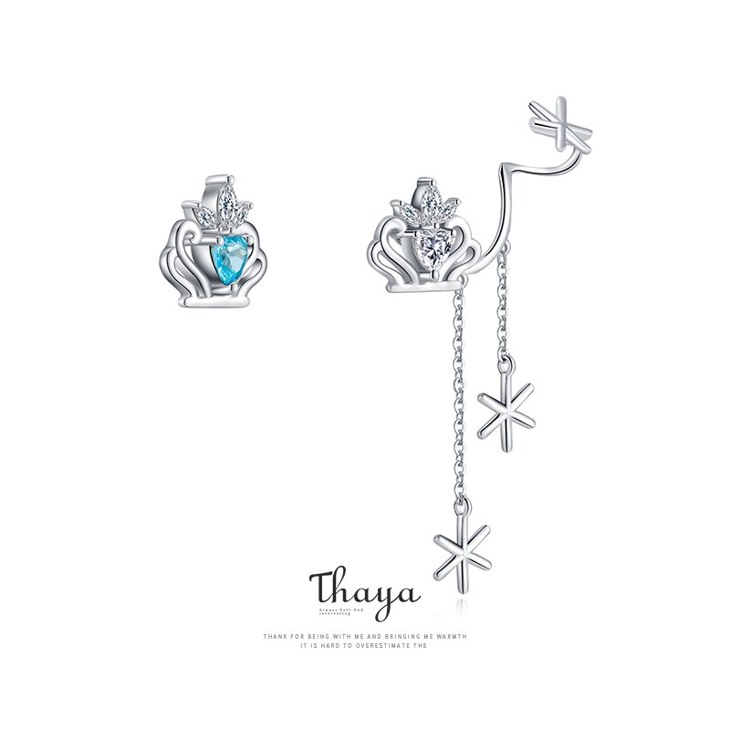 Märchen Serie Thaya Solide 925 Sterling Silber Schnee Königin Stud Ohrringe Für Frauen Engagement Feine Jewerlry Ohrringe: Default Title