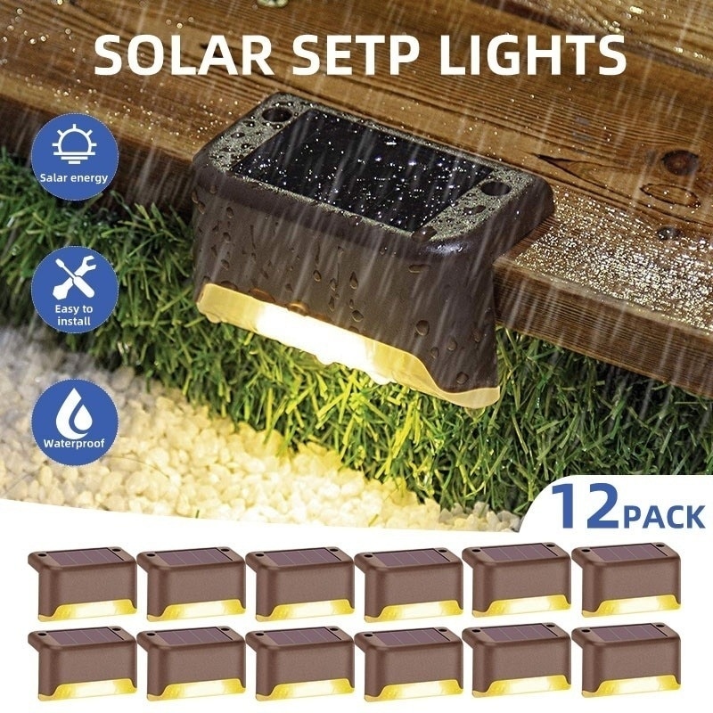 12 Stuks Led Solar Trap Lamp Waterdichte Outdoor Tuin Pathway Yard Patio Trappen Stappen Hek Lampen Solar Nachtlampje