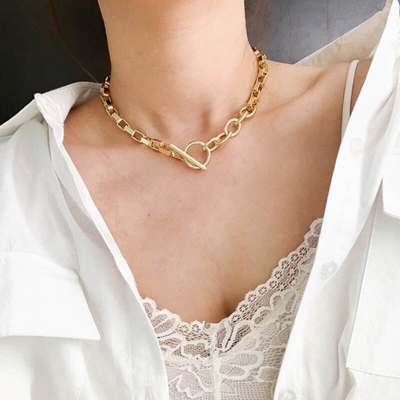 Punk Gold Chain Choker Necklace for Women Chunky Cuban Link Chains Necklaces Statement collares mujer Party Jewelry