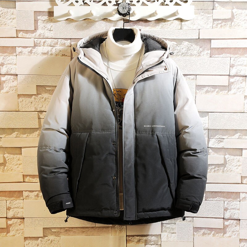 Jas heren casual capuchon parka winter heren patchwork katoenen slim fit jas dikke warme herenjas met rits