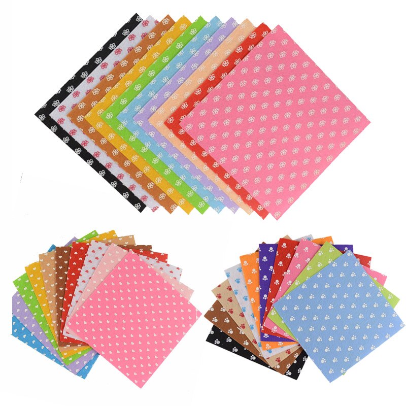 10 Sheet 15x15cm 1mm Thickness Arts Crafts Sewing Felt Cloth Pattern Bundle Felt DIY Craft Non Woven Fabric Home Decor