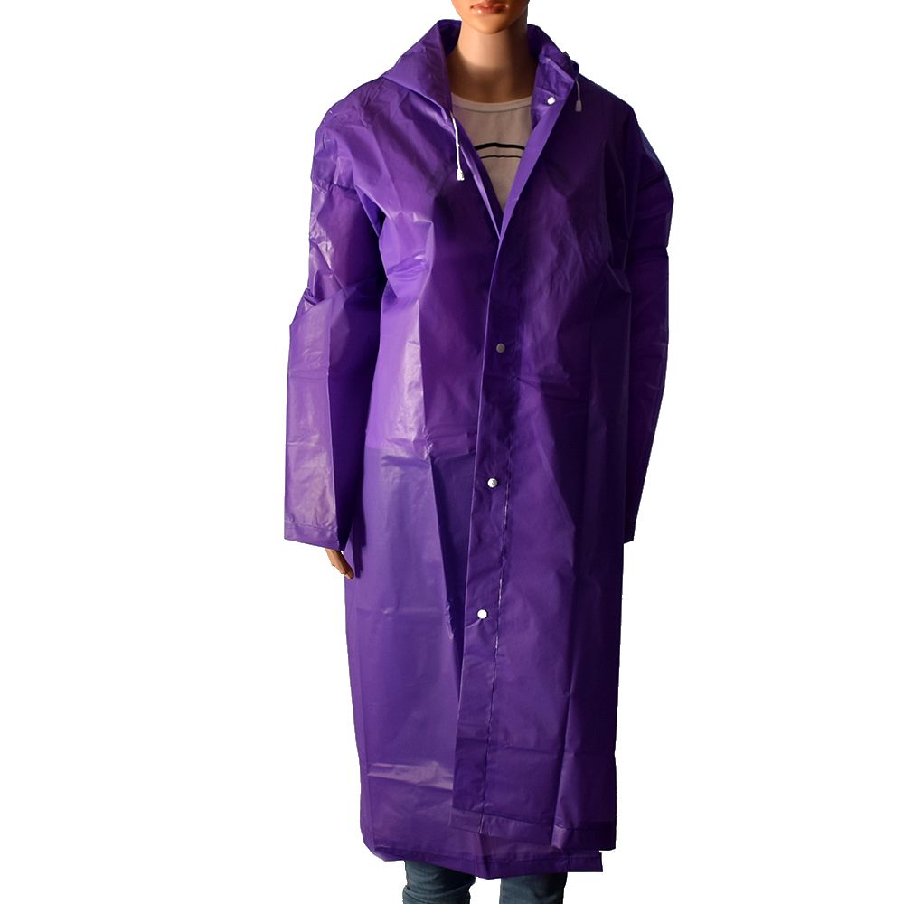 Eva unisex sadetakki paksunnettu vedenpitävä sadetakki camping vedenpitävä sadeasu puku hupullinen poncho sadevaatteet: Violetti