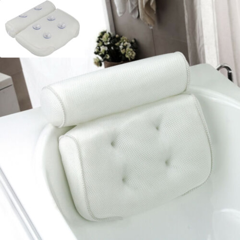 Badeværelse åndbar 3d mesh spa badepude med sugekopper hals og rygstøtte spa pude til badekar til hjemmet