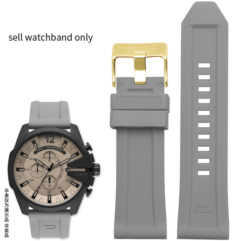 Silicone Rubber Watch Band for Diesel Dz4318 4323 4283 7315 4476 4496 4427 7395 Waterproof Soft Large Strap 24 26mm: M / Coal Black