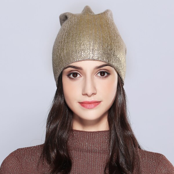 Vrouwen Hoeden Shining Wol Gebreide Herfst Winter Brand Hoed Vrouwelijke Skullies Mutsen Bonnet # MZ715