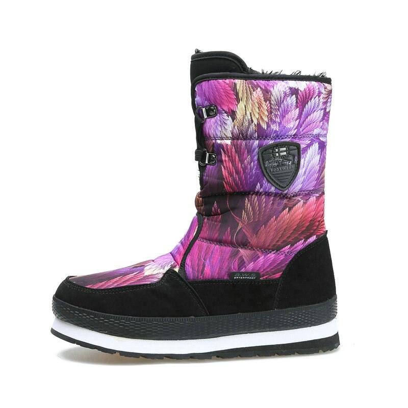Waterproof winter warm boots women snowboot colourful nice look big size black fur lace up Brand