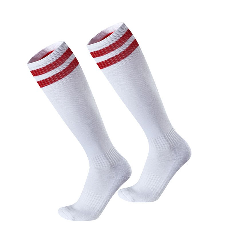 Chaussettes hautes et longues pour hommes et femmes, chaussettes de Baseball, unisexe, rayé, sport, plusieurs couleurs: White Red Stripes
