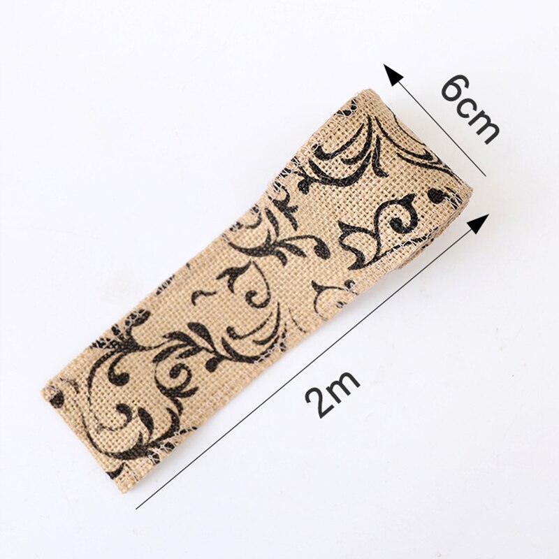 2 yards / rulle 60 mmdiy bomull och linne band handgjord jul bröllop klass hantverk spetsrulle utskrift band säckväv rulle