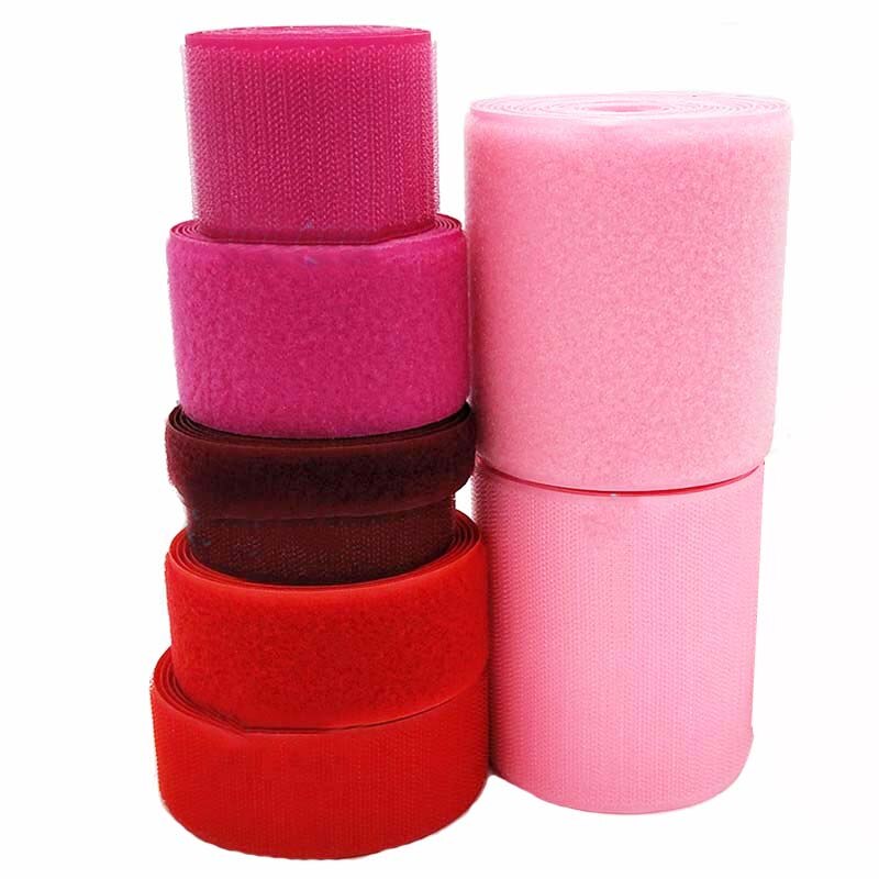2/4/5/10cm Width RED PINK no adhesive hook loop fastener tape sewing Accessories tape sticker strap couture clothing