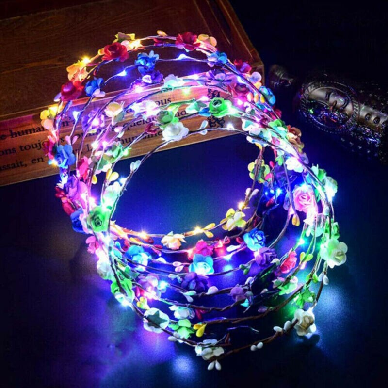 Bandeau cheveux pour femmes 1 pièce | Couronne lumineuse pour guirlandes et fleurs, bandeau lumineux, couleur aléatoire