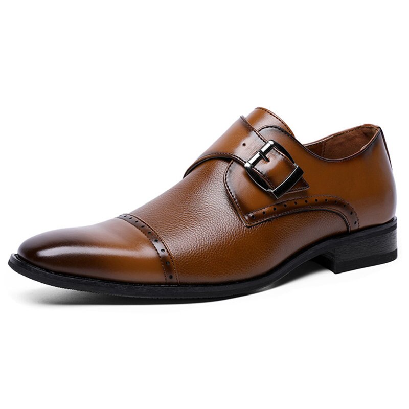 Mænds business kjole spidse sko luksus mænd blødt læder brogues herre komfortable oxford sko: Brun / 9.5