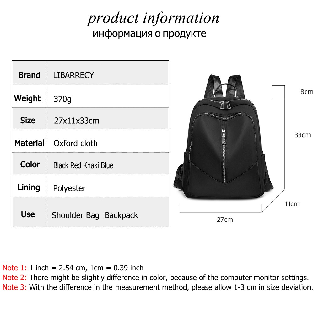 Double Zipper Ladies Anti Theft Backpack Oxford Cloth Women's Backpack Women Travel Bags Bolsos