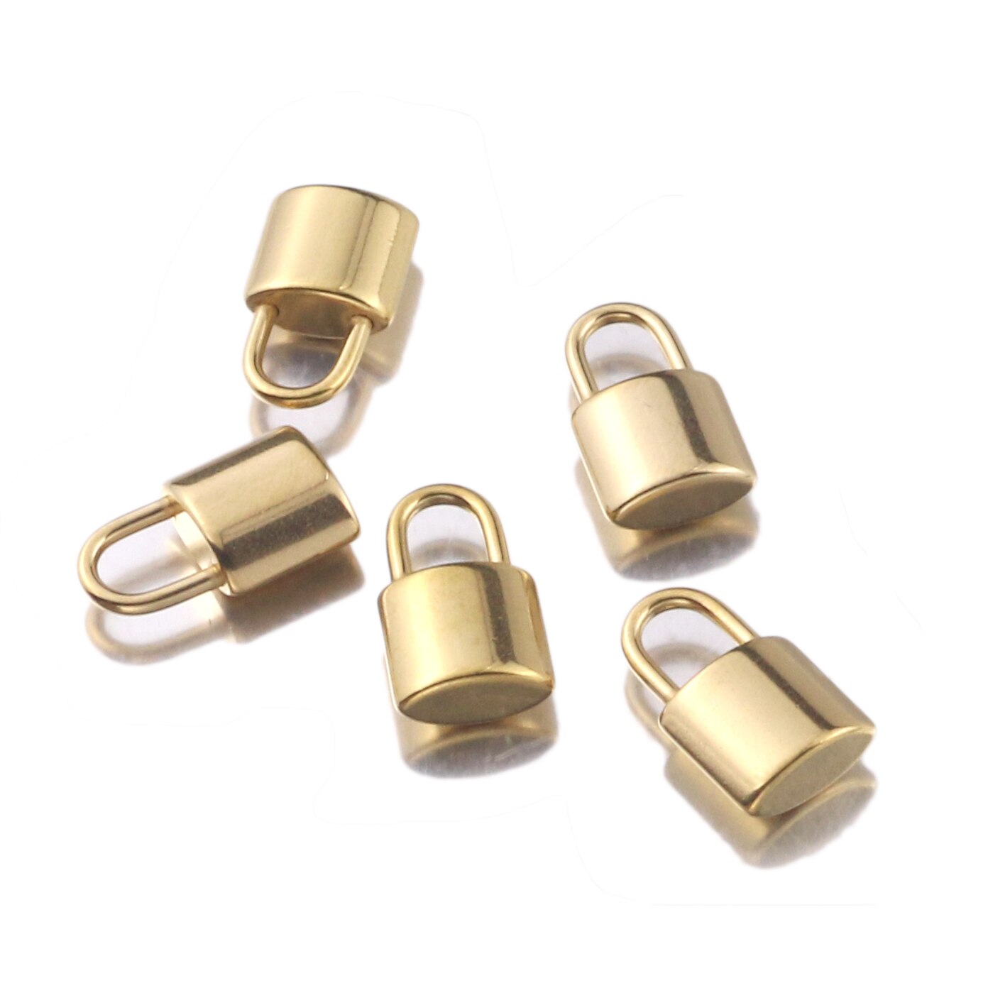 5pcs/lot Charms Lock 16.5*10mm Stainless Steel Pendants Gold Jewelry Making DIY Handmade Craft for Bracelet Necklace: gold