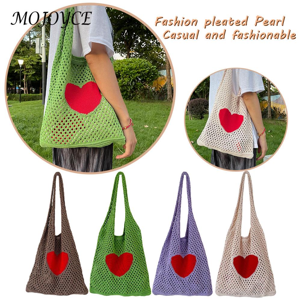 Frauen Gestrickte Schulter Tasche lässig Strand Gittergewebe Hohl gewebte Tote Handtasche Häkeln Tasche Kupplung für Frauen
