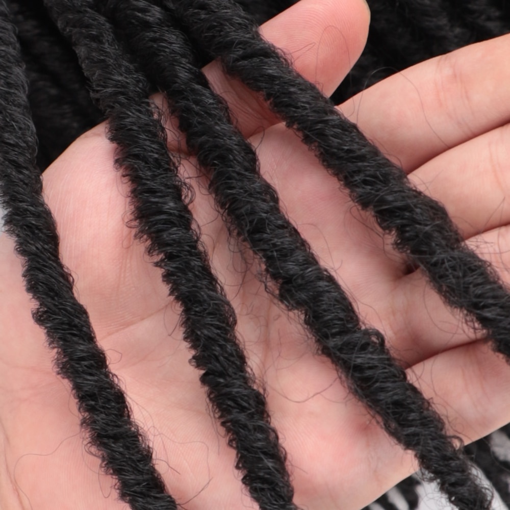 Straight Goddess Locs Crochet Braids Natural Black Color 18"Inches Faux Locs Synthetic Hair 18 stands/Pack Heat Resistant Hair