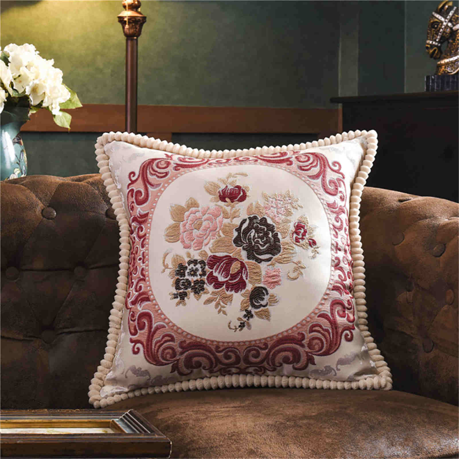Jeter taie d'oreiller 60*60 dentelle brodé carré taies d'oreiller oreillers décoratifs canapé-lit oreiller housse de coussin jeter taie d'oreiller s