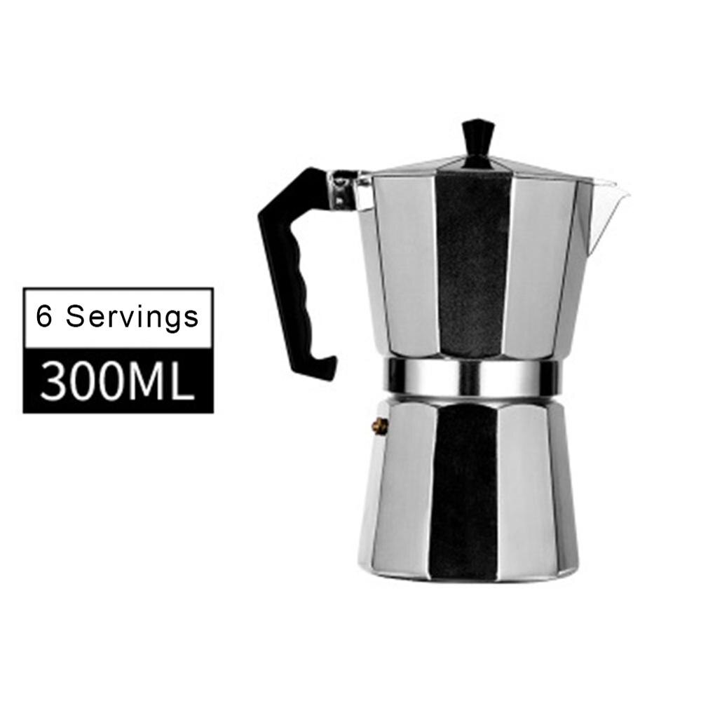 Coffee Maker Aluminum Mocha Espresso Percolator Pot Coffee Maker Moka Pot 1cup/3cup/6cup/9cup/12cup Stovetop Coffee Maker: 300ML