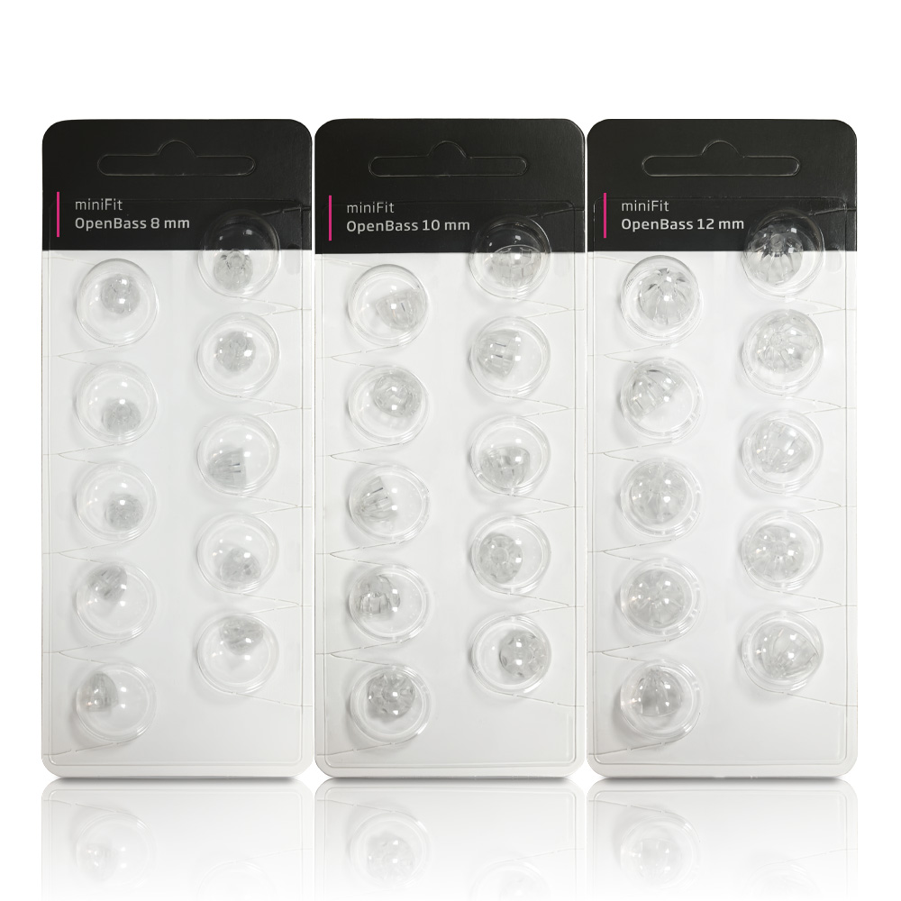 Oticon Hörgeräte-Ohrstöpsel miniFit OpenBass Ersatz 8 mm 10 mm 12 mm für Oticon RITEC RIC Hörgeräte