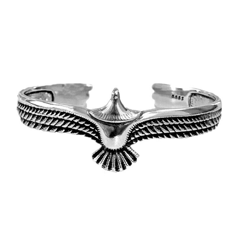 Viking Eagle Manchet Armband Valentijnsdag Cadeau Voor Vriendje Verstelbare Open Tribal Wildlife Sieraden Indian Eagle Wing Armband: Antiek Zilver