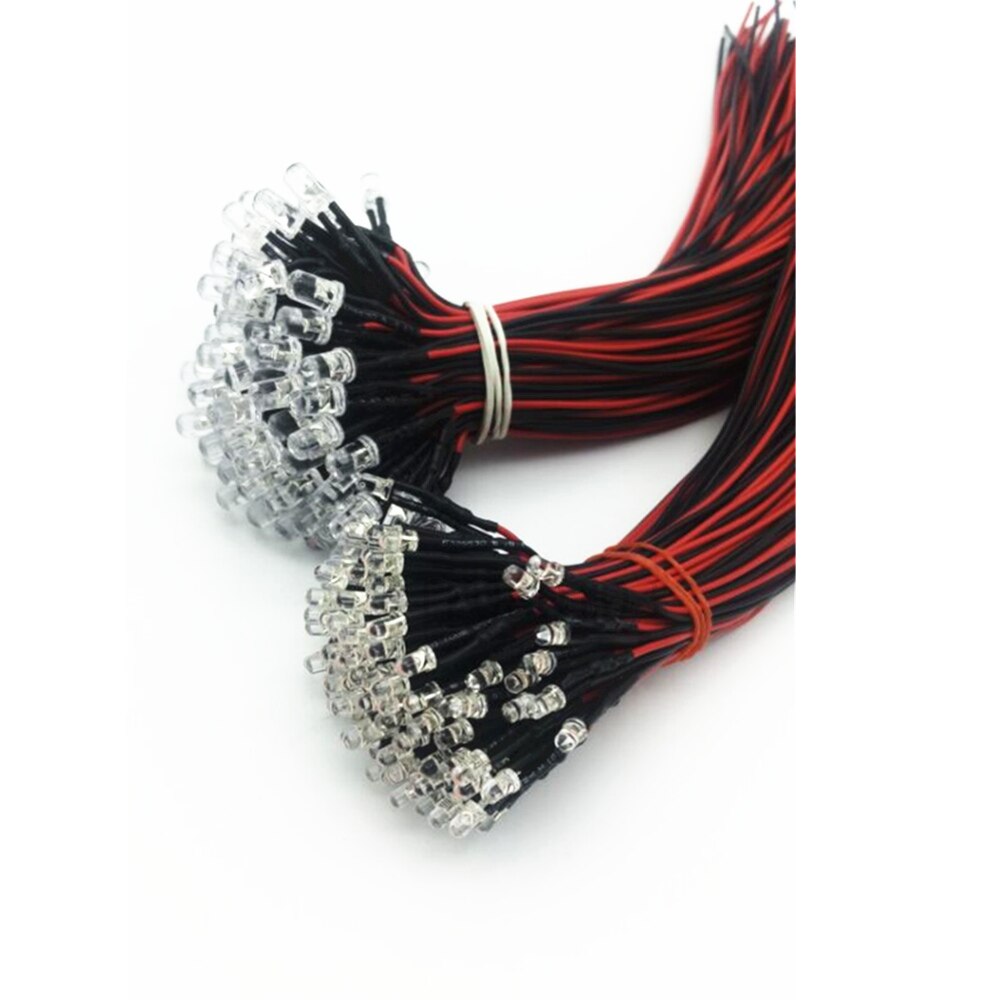 Lámpara de luz LED con cable de 3mm y 5mm, diodos emisores precableados para decoración del hogar, DC12V, lote de 20 piezas, 20cm