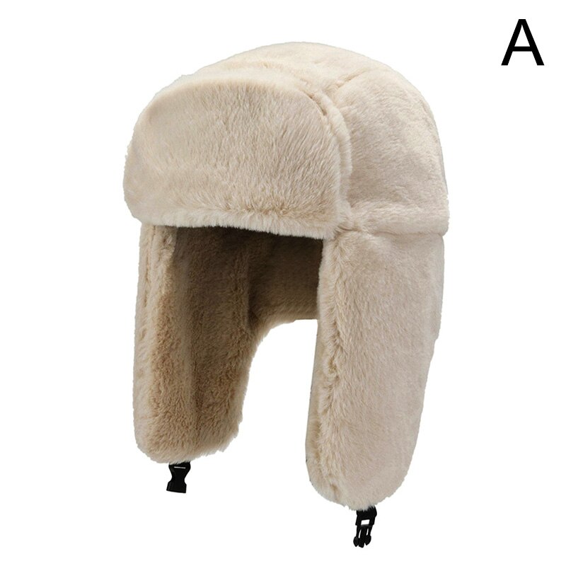 Winter Hat Women Men Faux Fur Solid Color LeiFeng Cap Russian Bomber Hat Ski Hat Warm Earmuffs Thicken Ear-flapped Hat: A