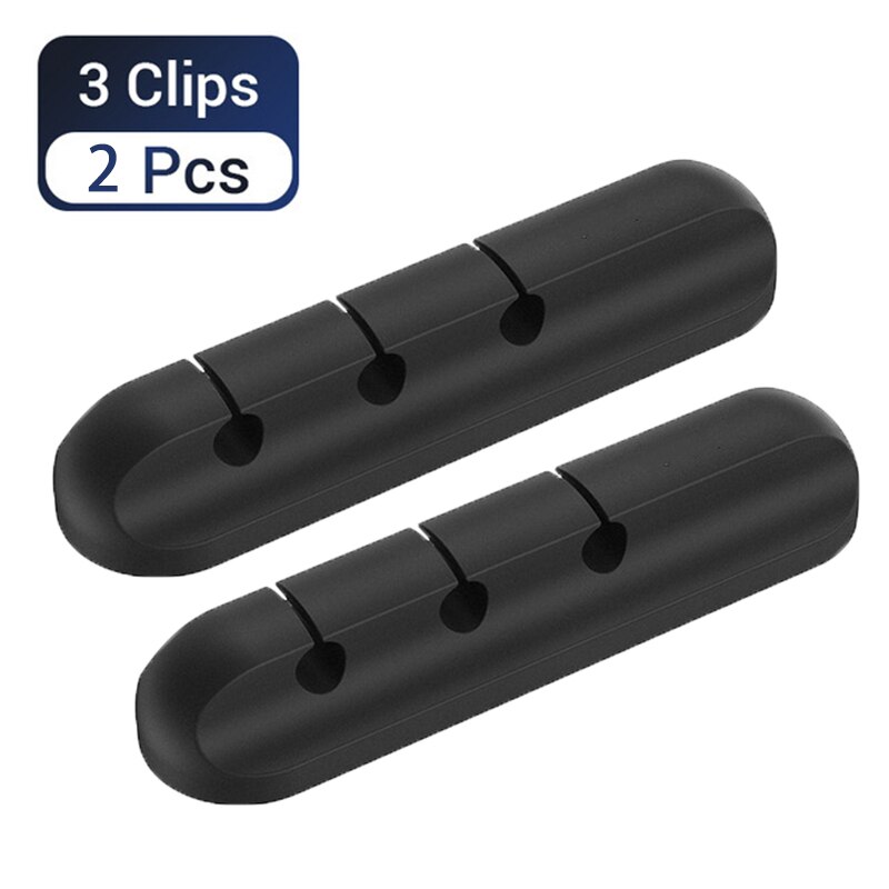Kabel silikonowy Organizer do słuchawek słuchawka mysz ładowarka kabel USB biurko Winder elastyczny kabel do zarządzania kabel z zaciskami uchwyt: 2 pcs 3 clips
