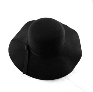 Vintage Retro Kids Kind Jongen Meisje Hoeden Fedora Polyester Vilt Samenpersbare Wide Brim Cloche Floppy Zon Strand Cap: Black