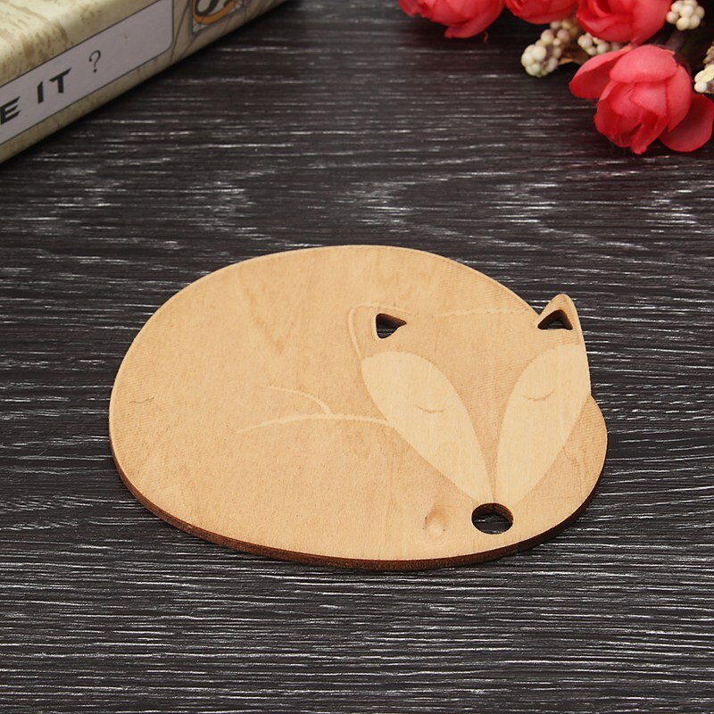 Arshen Lovely 4 unids/set gato zorro perro venado tallado posavasos de madera para taza almohadilla aislante térmico mantel estera de mesa de cocina