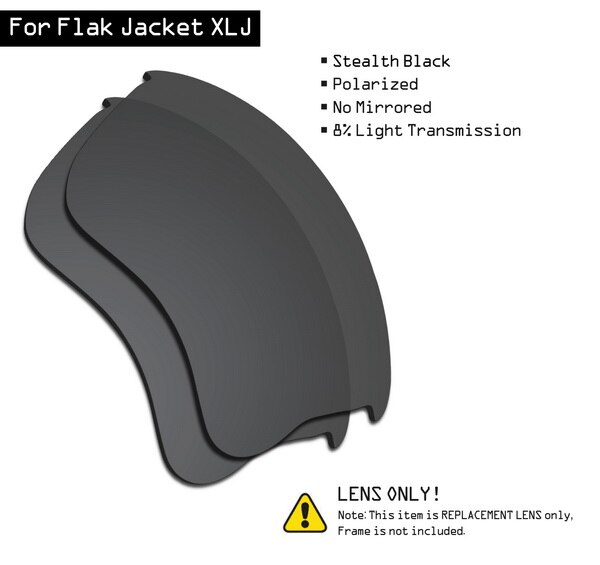 Smartvlt polarizado óculos de sol lentes de substituição para oakley flak jacket xlj-stealth preto: Default Title