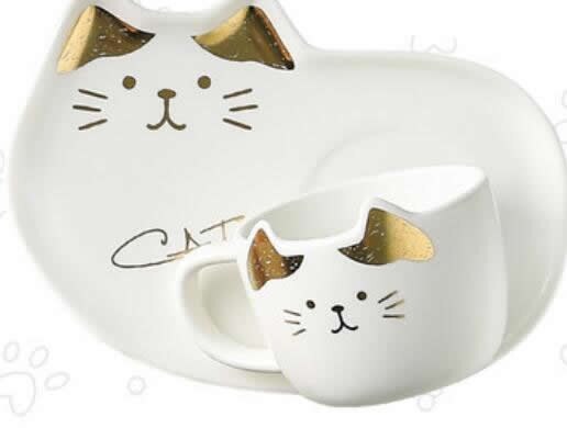 Bonito dos desenhos animados gato cerâmica xícara de café simples diversão tarde xícara de chá placa: WHITE