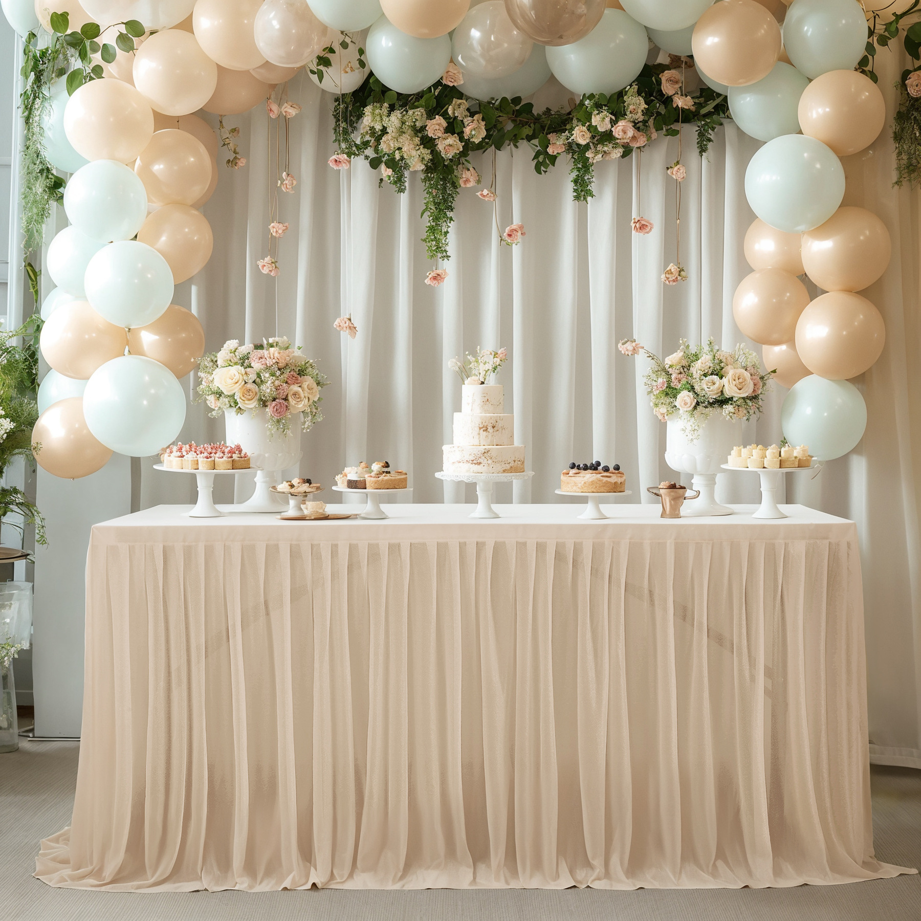 Ivory Tulle Table Skirts for Rectangle Tables 8ft 6ft 4ft for Wedding Party Birthday Baby Shower Cake Event Dessert Tablecloth: 150*180cm / grass green