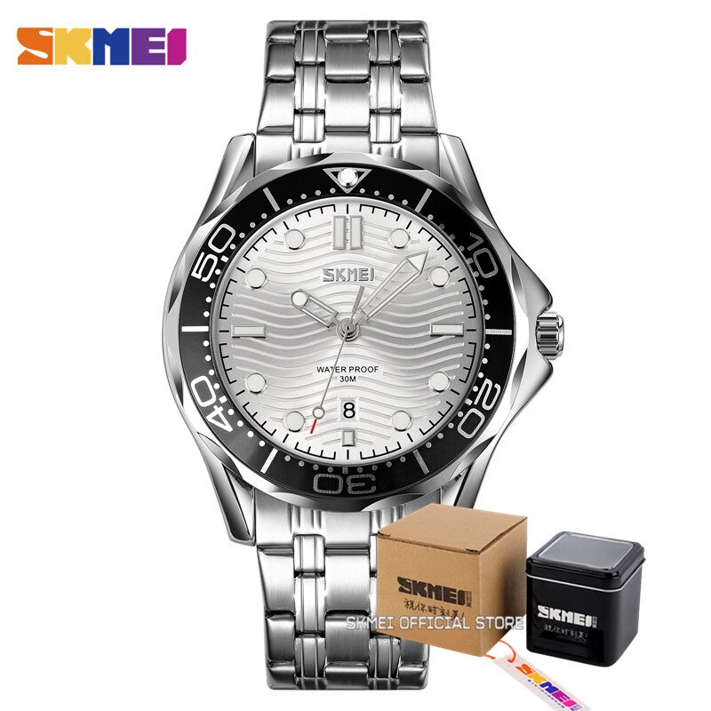 SKMEI-reloj de pulsera con movimiento de cuarzo japonés para hombre, cronógrafo tridimensional con textura, esfera con fecha y hora, 9276: color2 with box