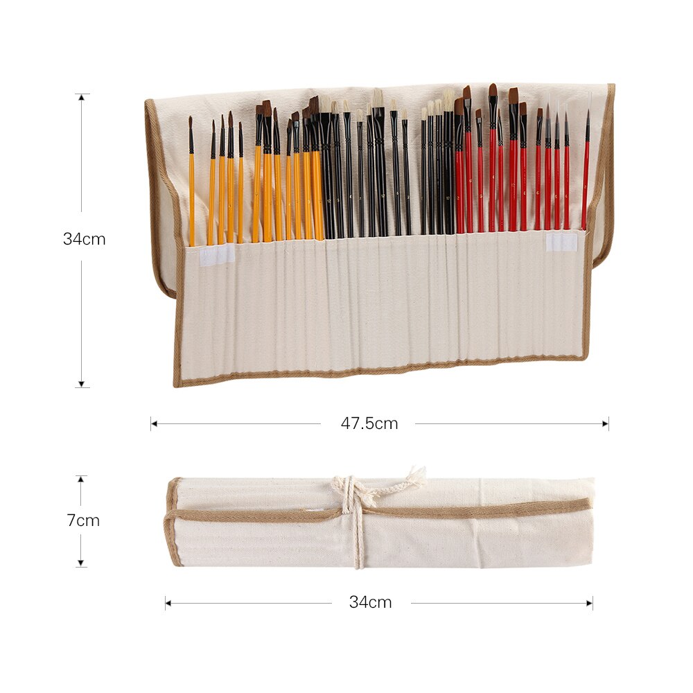 GARVALON 10-Piece Wood Handle Bristle Paint Brush Set – Horse Hair Brushes For Oil, Watercolor, And Acrylic Painting, With Cloth Storage Bag