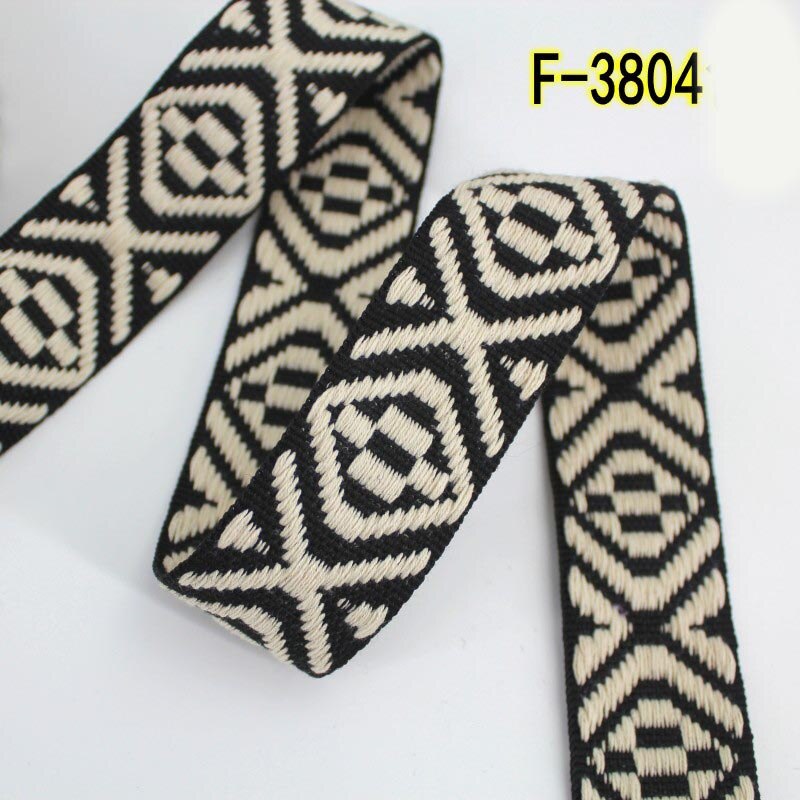 Correas de Jacquard bordadas, cintas étnicas de encaje para correa de bolso, cinta de costura de encuadernación al bies, accesorios de ropa DIY, 5 metros y 38mm: F-3804
