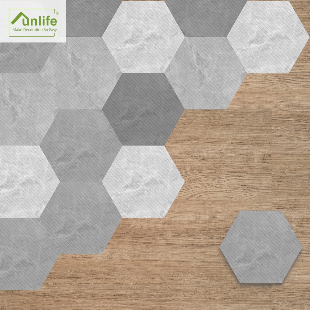 Funlife® Grey Marble Hexagon Floor Stickers Anti-Slip Self-Adhesive Waterproof Floor Tiles for Bathroom Kitchen Home Decor: 20pcs