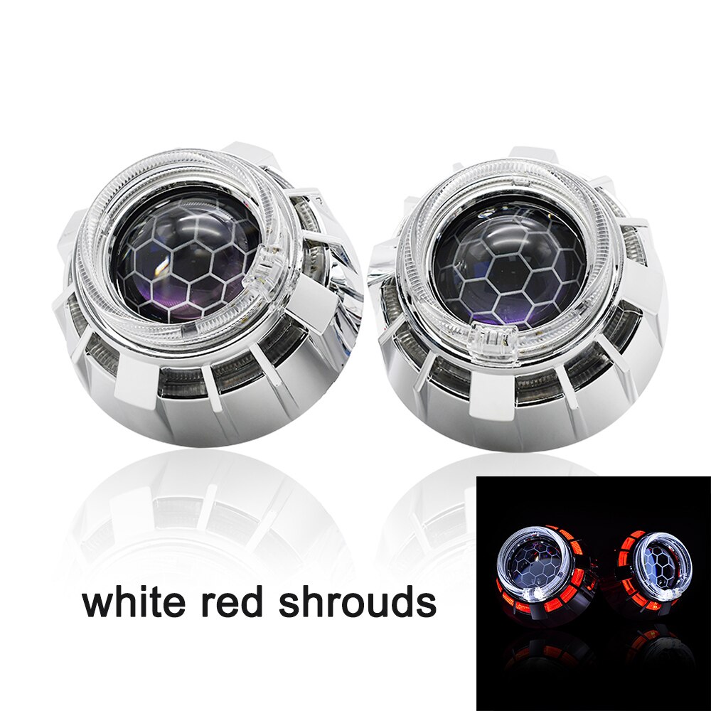 2,5 pulgadas honeycomb con revestimiento azul Bi xenon HID MINI lente del proyector H1 faro del coche H4 H7 anillo adaptador de la base de estilo de coche retrofit