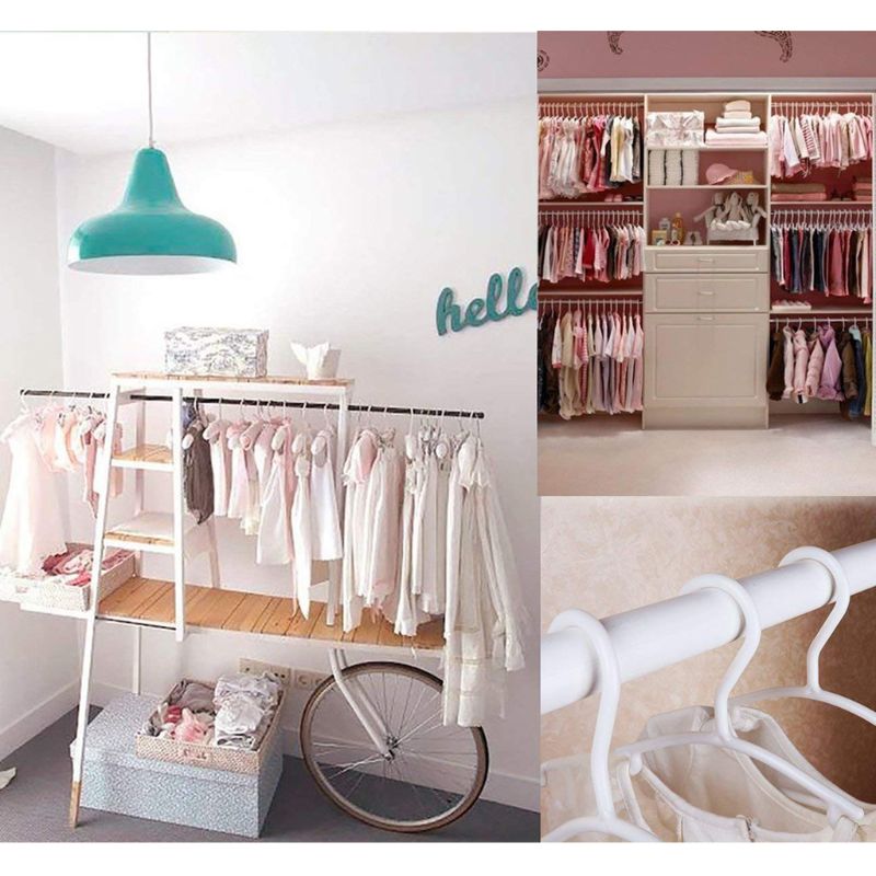 10 Pakiet białe plastikowe wieszaki przedszkola antypoślizgowe wieszaki dla dzieci oszczędność miejsca wieszaki rurowe dla dzieci ubrania dla dzieci