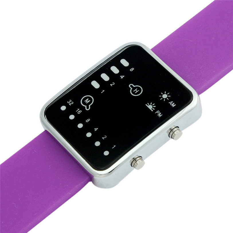 Reloj deportivo Digital LED rojo para hombres y mujeres, reloj de pulsera binario, de ventas en tienda de silicona con una pérdida de 99