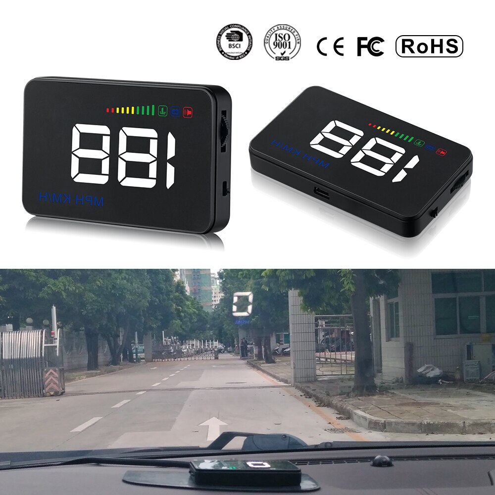 3.5 HUD OBD obd2 hud Car Alarm System Auto Speed Projector Digital Display Water Temperature Gauge Security Better Than TPMS