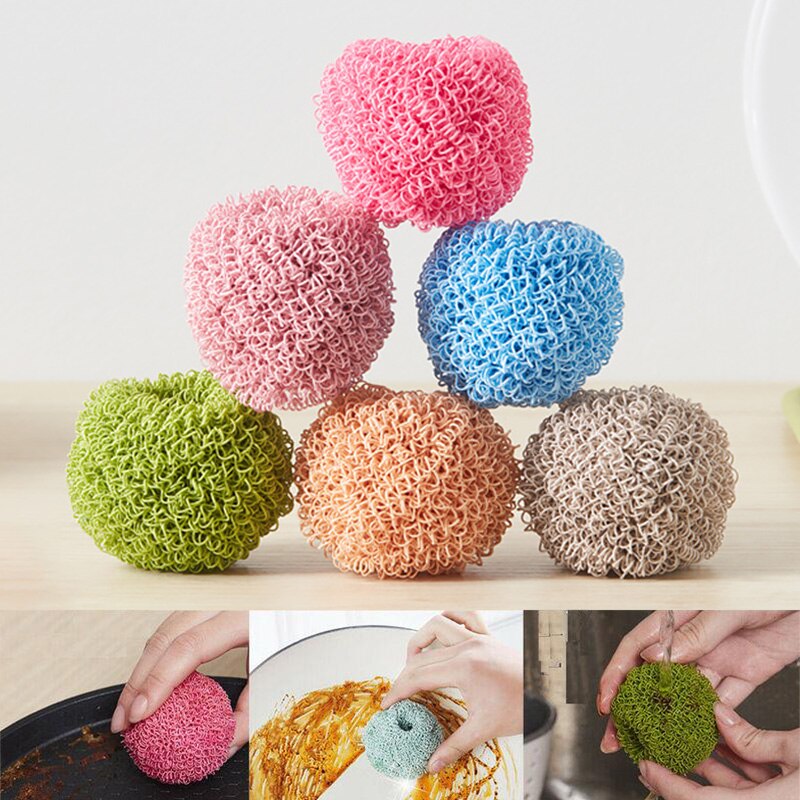 Boule de nettoyage en microfibre Nano, boule de nettoyage de cuisine, brosse à huile antiadhésive, Pot artefact boule en acier, outil ménager