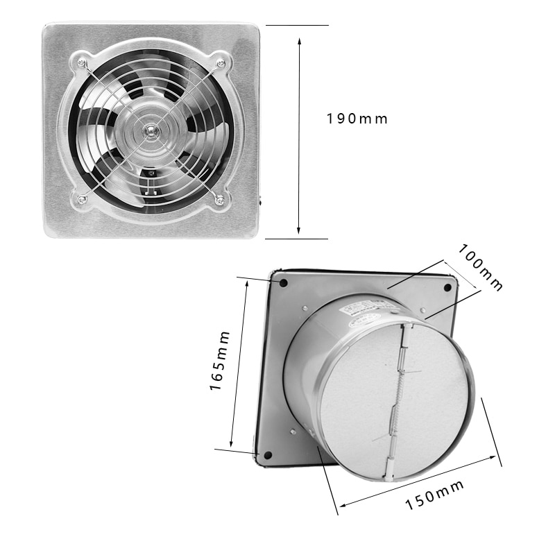 6 inch stainless steel panel fan industrial ventilator ventilation fan metal wall exhaust fan kitchen window extractor 220V