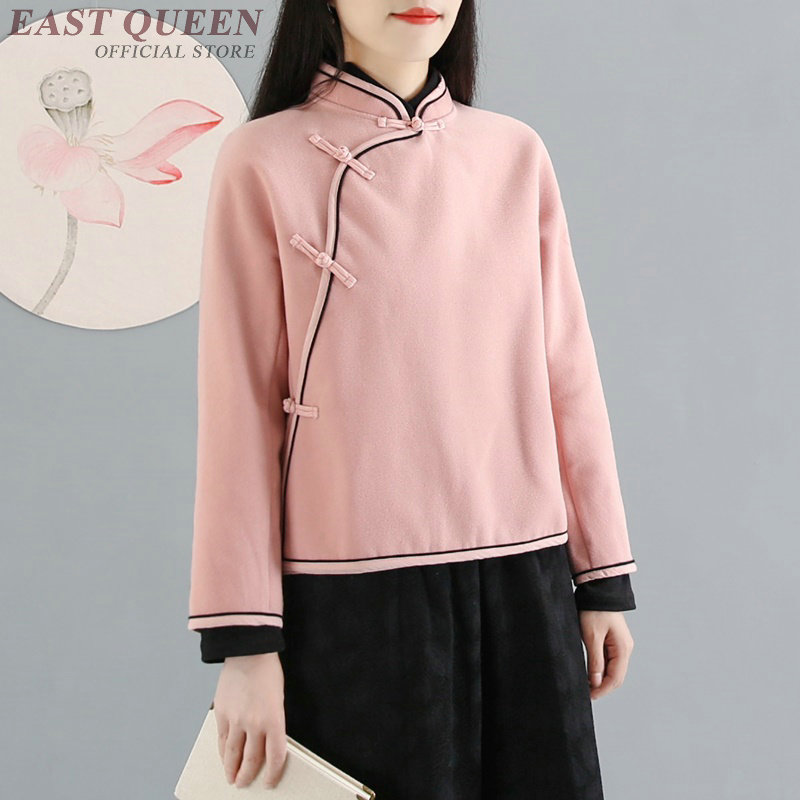 Traditionelle chinesische bluse Shirt Spitzen für frauen stehkragen orientalischen leinen hemd bluse weibliche cheongsam oben AA4158