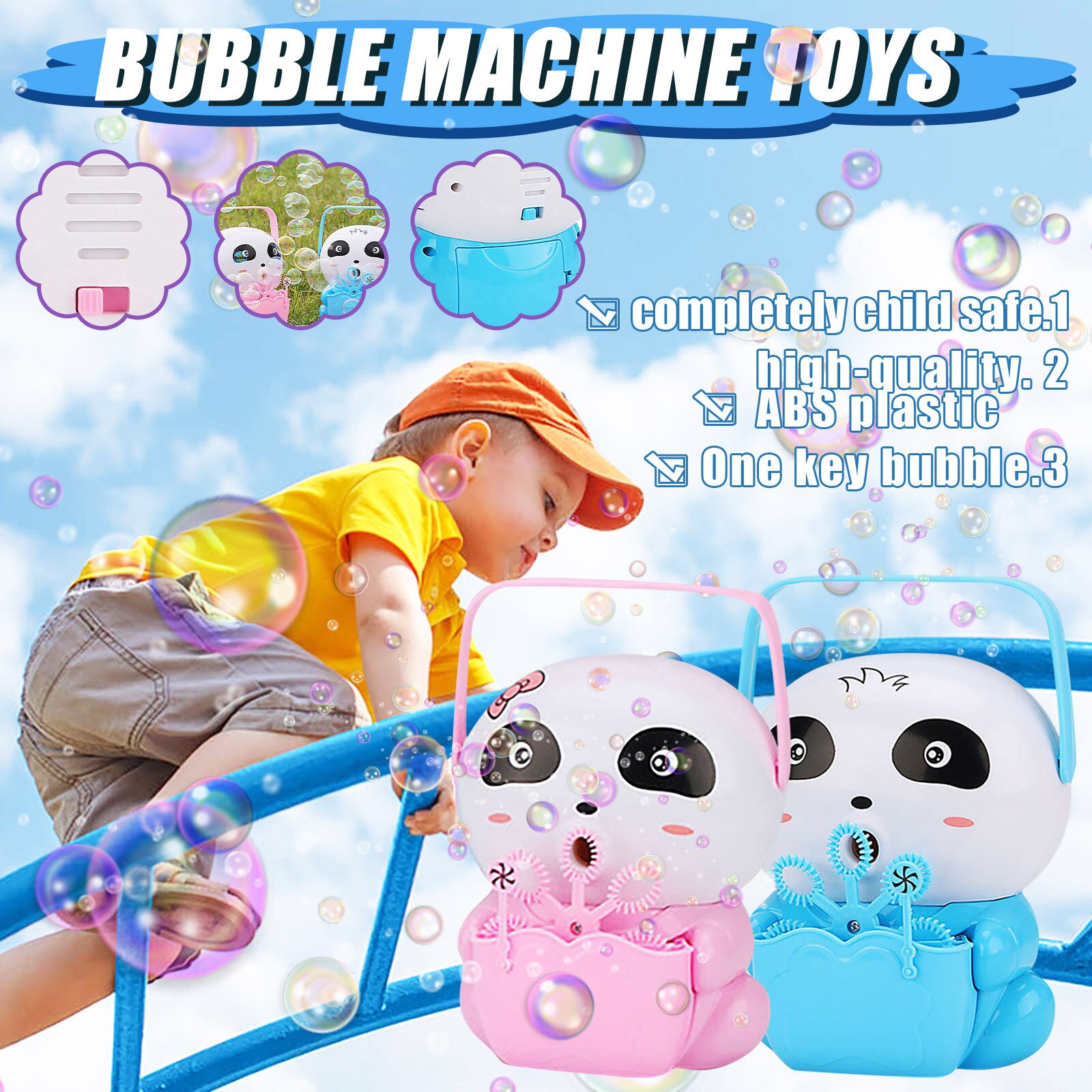 Leuke Panda Automatische Bubble Machine Draagbare Bubble Blower Cartoon Dieren Bubble Machine Licht Muziek Bubble Blazen 100Ml