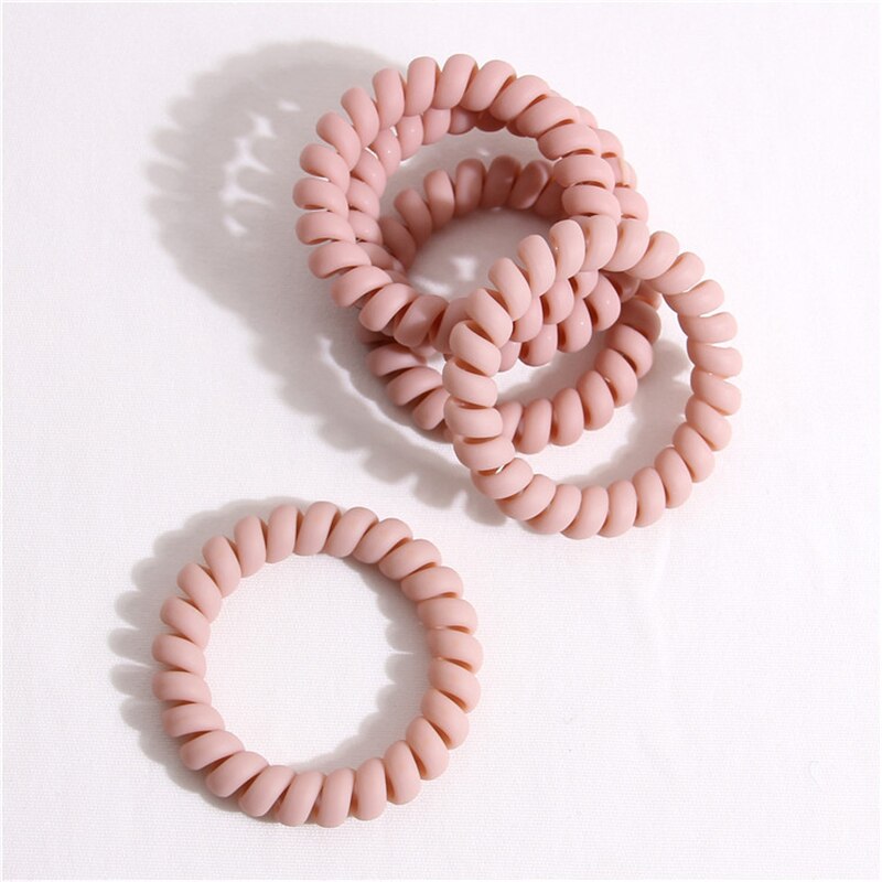 5/20PCS Frosted Colored Telephone Wire Elastic Hair Bands For Girls Headwear Ponytail Holder Rubber Bands Women Hair Accessories: Pink