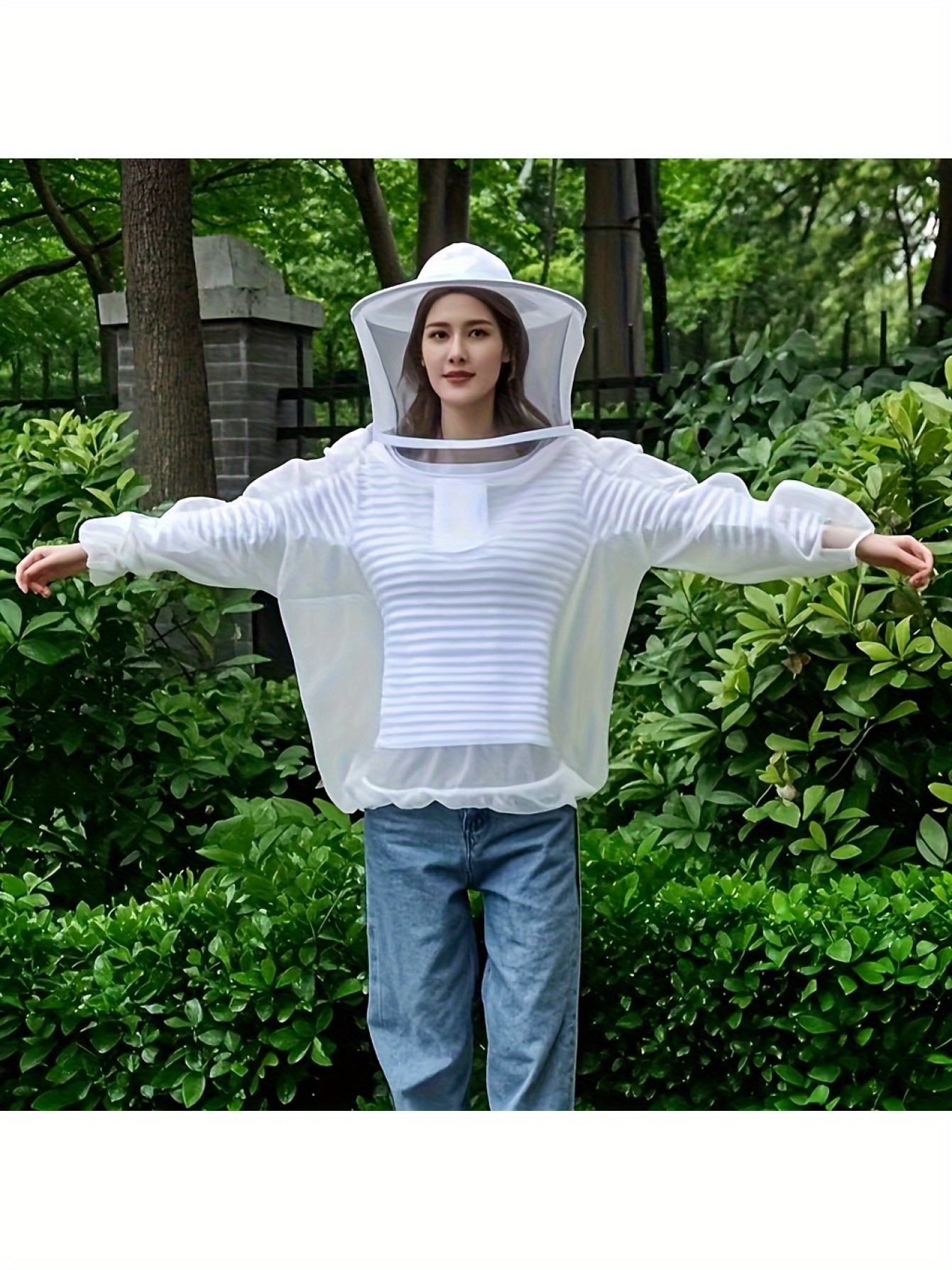 1 moustiquaire blanche légère – Convient aux hommes et aux femmes, polyester respirant, casquette intégrale incluse