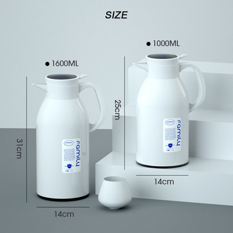 1/1.6L Hoge Capaciteit Thermos Water Fles Borosilicaatglas Liner Smart Touch Digitale Display Geïsoleerde Waterkoker Voor Kinderen Volwassenen