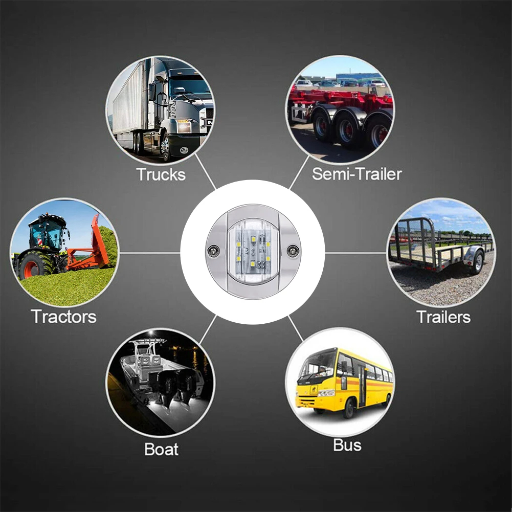 6 LED Deck Courtesy Lights DC 12V LED Stern Light Anchor Navigation Marine Interior Cabin Lights White/Blue/Amber Waterproof