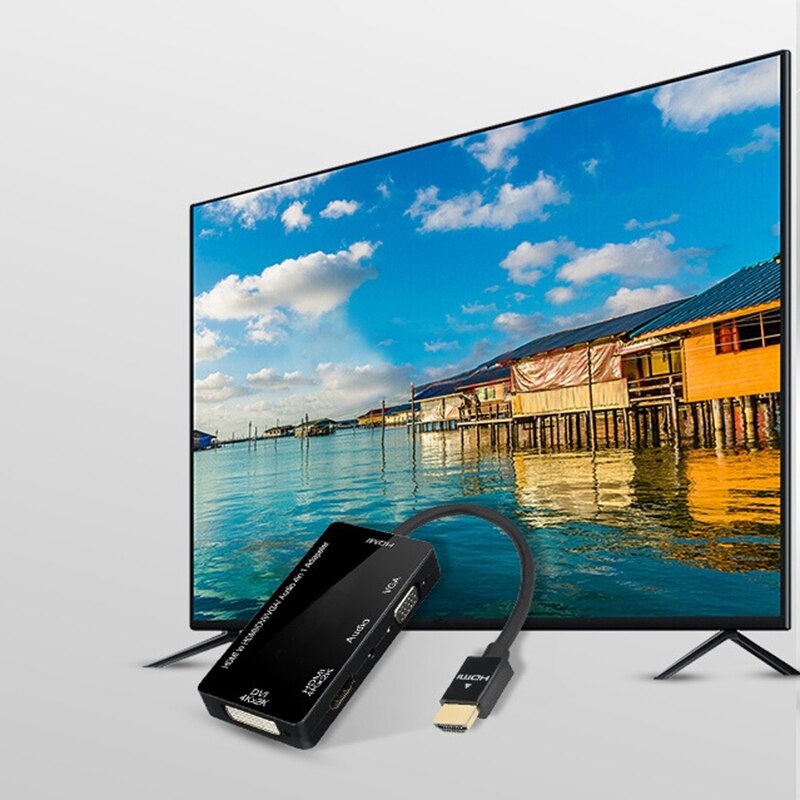 HDMI Splitter to DVI VGA with Audio Adapter 3-In-1 HDMI HD Converter for Laptop Computer HDTV