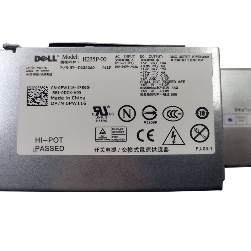 Original Dell OptiPlex 760 960 580SFF 780SFF SFF Power Supply L235P-01, L235P-00, H235P-00, H235E-00, F235E-00 Power Supply
